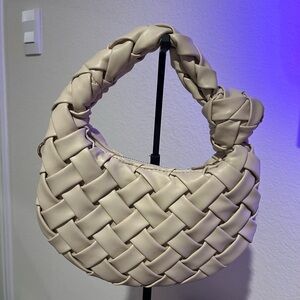 Bottega Veneta Cream Woven Shoulder Bag
